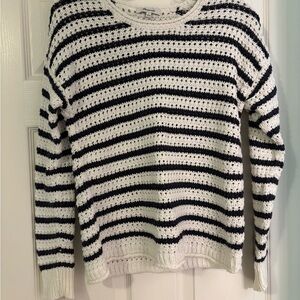 Madewell Black and White Striped Crew Neck Sweater